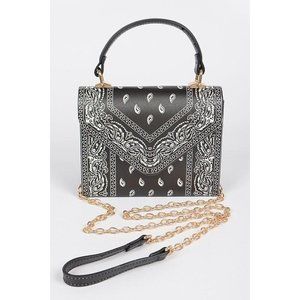 Black Bandana Print Handle Cross Body Bag Women